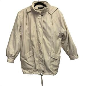 Bromley Sport Jacket Medium Beige Hooded Lined Utility Coat Women